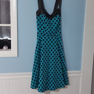 Teal Blue & Black Polka Dot 50's Swing Dress 3XL